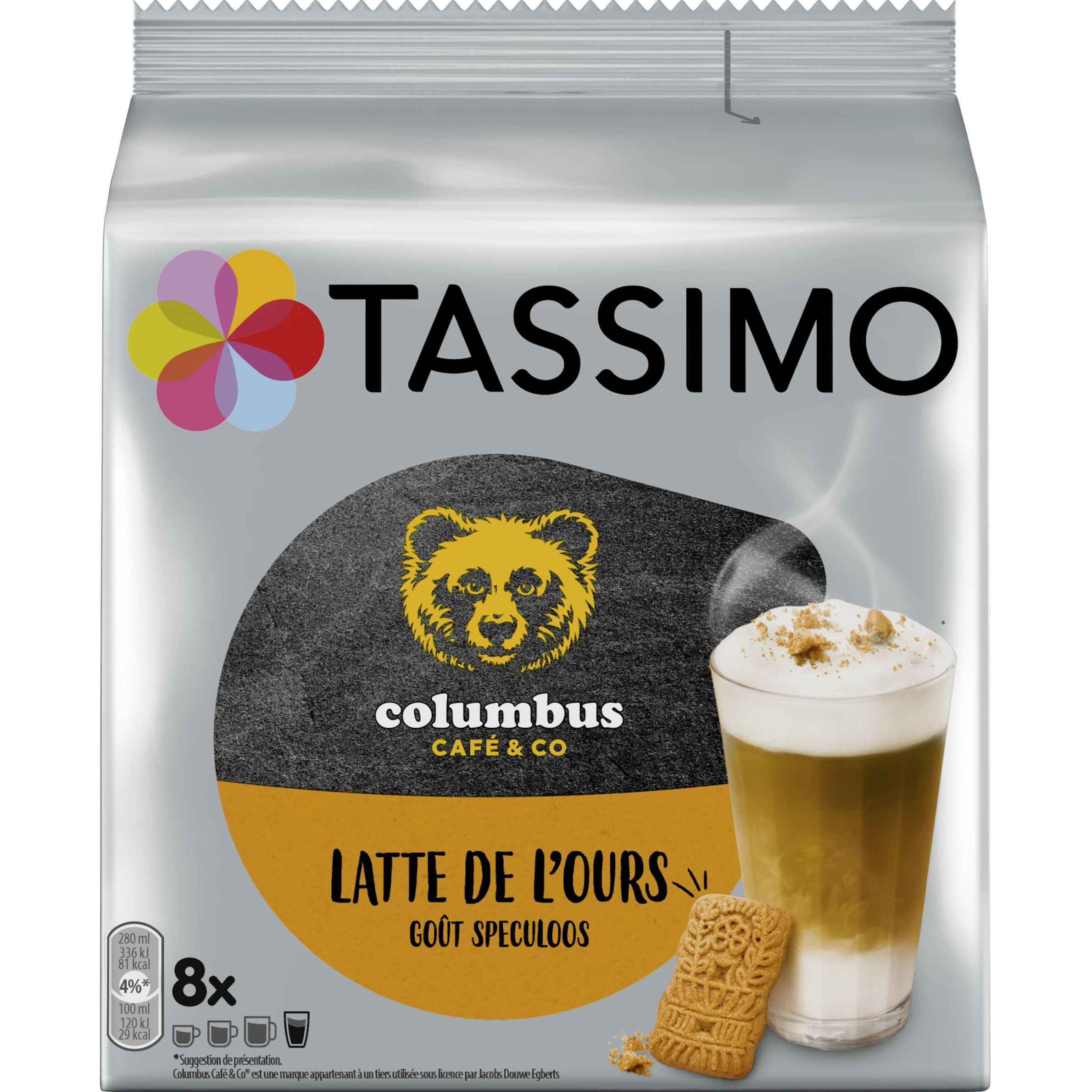 TASSIMO COLOMBUS LATTE DE L'OURS T8 268g, 5x90